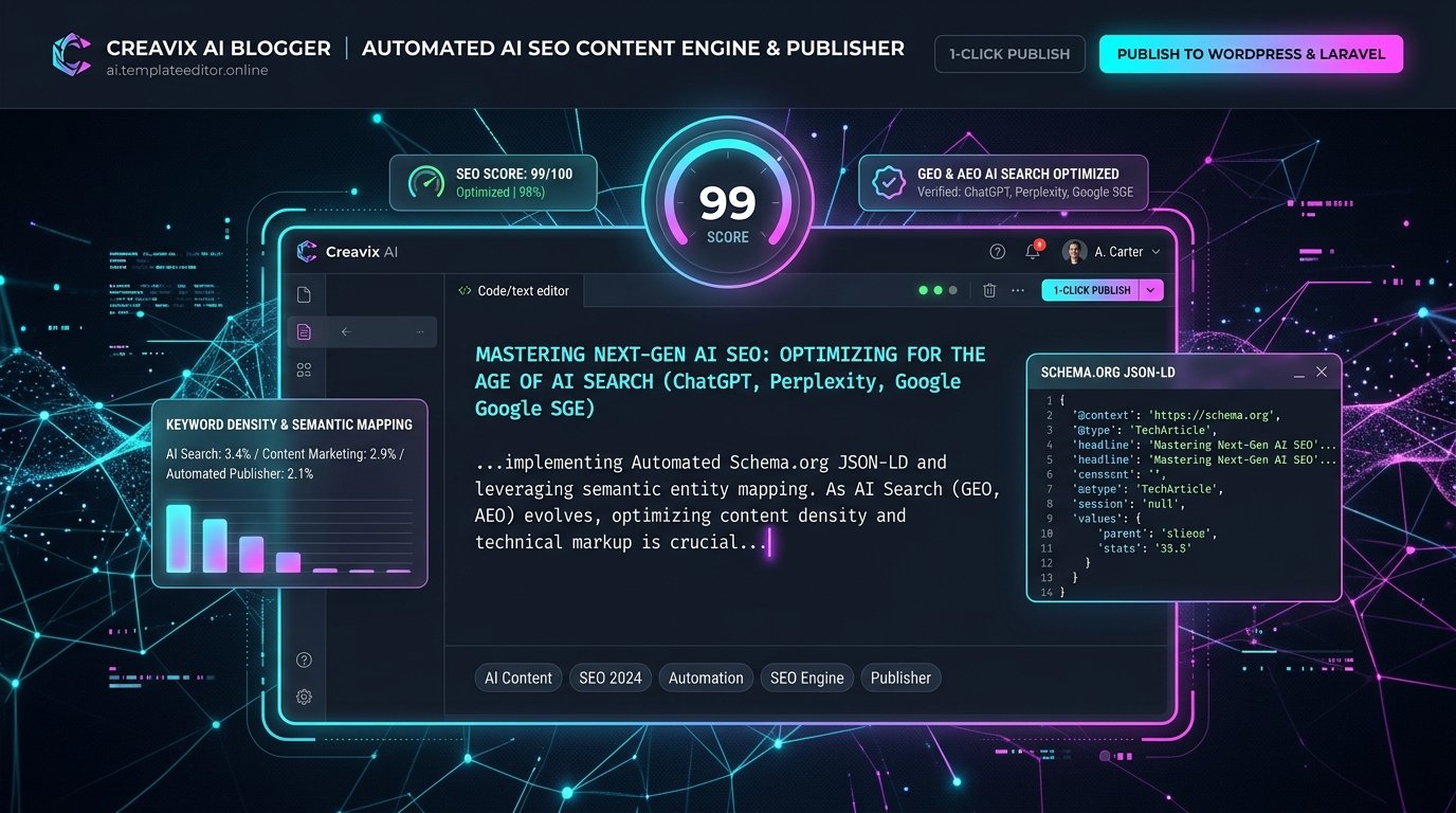 Creavix AI Blogger — Automated AI Content Engine & SEO Article Publisher Interface Preview