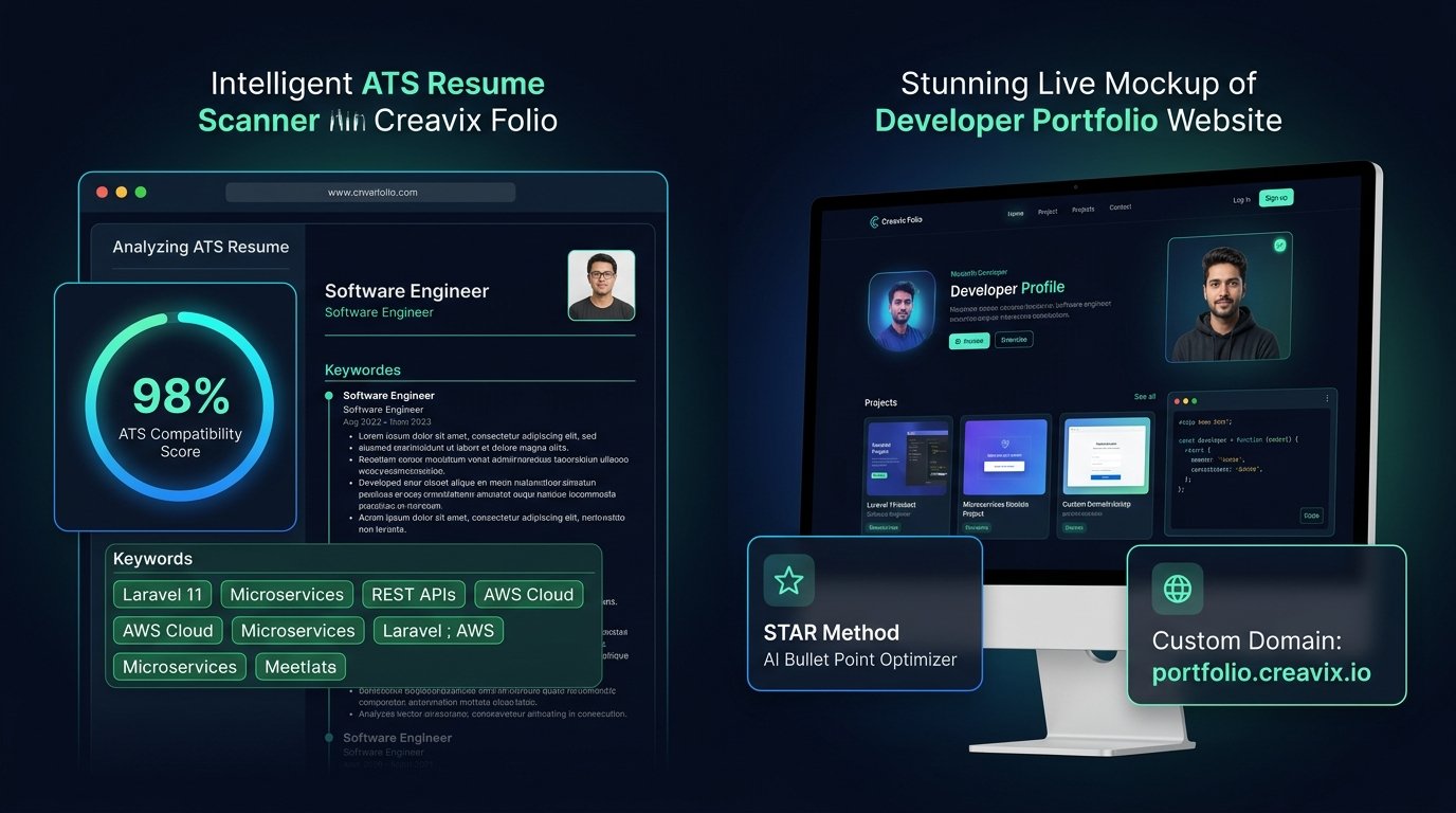 Creavix Folio — AI Resume Builder, ATS Checker & Career Portfolio Engine Interface Preview